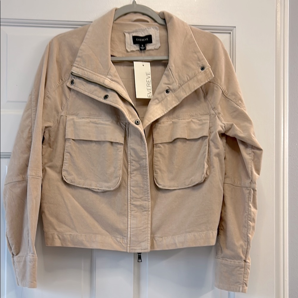 NWT Evereve Women's “Corduroy Camp Jacket” in “Natural” color or tan, size M